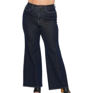 JUDY BLUE Retro Wide Leg Denim Jeans Size 22W Dark Wash Blue Modern Chic Casual